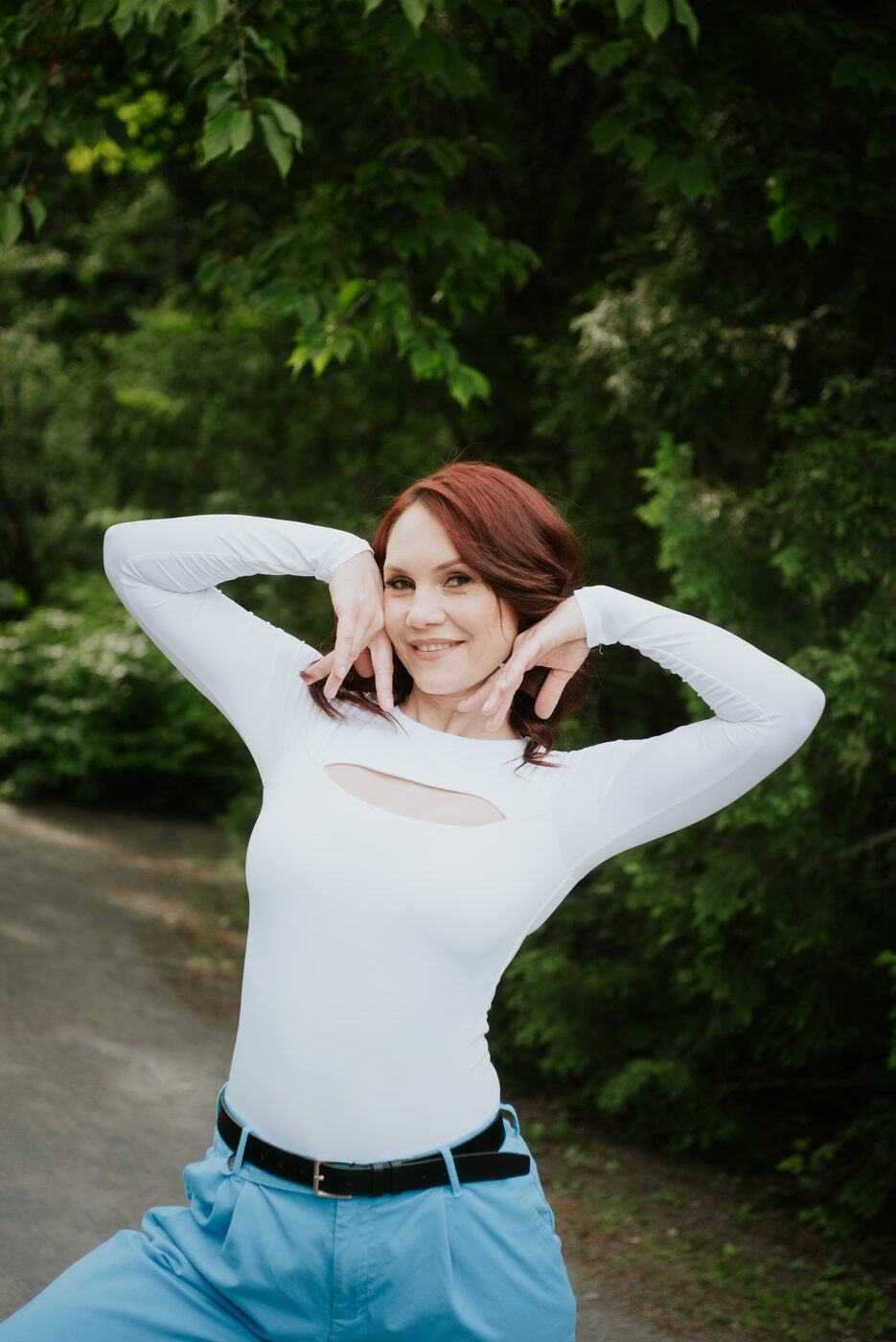 Anna smiling outdoors